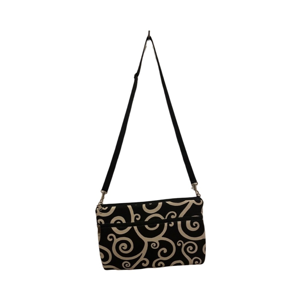 Janine King Designs crossbody zippered purse with pocket in black and white